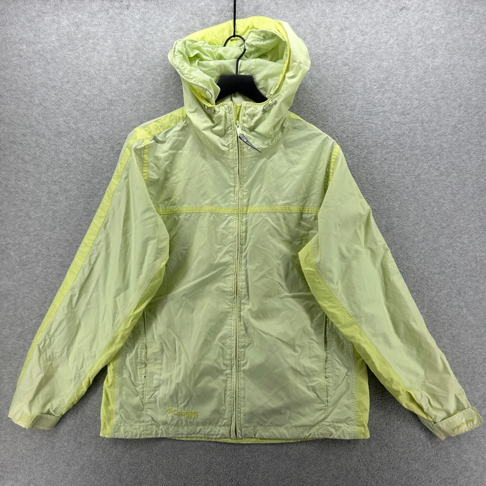 Chaqueta de lluvia Columbia para mujer talla grande amarilla con capucha cremallera completa forrada XCO Foto 1 de 4