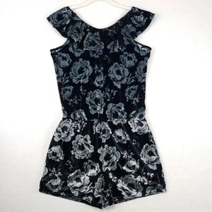 Soft Velour Ruffle Sleeve Dress Romper Girls XXL 16 Black Gray Rose - Picture 1 of 7