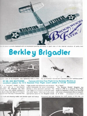 Berkeley BRIGADIER PLAN UPDATED To a 55" Span 2-Channel RC Model Airplane  - Image 1 of 4