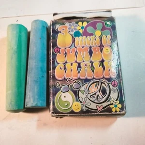 Jumbo Chalk 2 Sticks Of Non Toxic Kids Art Drawing Blue Green Outdoor Fun - Picture 1 of 7