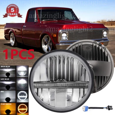 DOT 7inch Round  LED Headlight Round High Low Beam DRL fit Chevy G10 G20 C10 C20 - Image 1 of 4