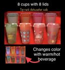 Fall Color Changing Coffee Cups To-Go For Hot Drinks,8pk w Lids,dishwasher Safe