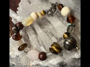 Artisan Made Semi Precious Stone Bracelet/Neutrals - Picture 1 of 7