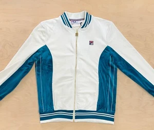 Fila  Vintage  Settanta Miguel Velour Archive Track Jacket Gardenia Deep Lagoon - Picture 1 of 5