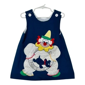 VTG Chocolate Soup Toddler Girls Applique Circus Dress 3T Clown Dog Jumper USA - Picture 1 of 10