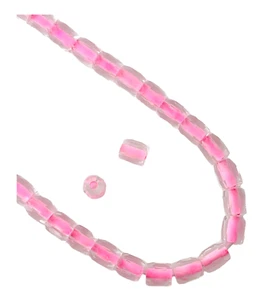 50 Beads Ornelka Russian Cut Crystals Faceted 7mm Tube Pink Color Lined - Picture 1 of 2