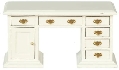 Scrivania A Colonna Doppia Bianco 1:12 Per Ufficio Studio Mobili 1:12 - Immagine 1 di 4