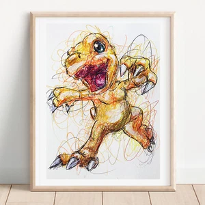 Stampa penna a sfera Agumon, poster arte Digimon - Foto 1 di 3