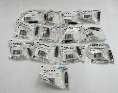 [LOT 13 PCS] Amphenol ACPR-BLK Diecast RCA Male Connector Black W/ Gold Contacts - Image 1 of 4