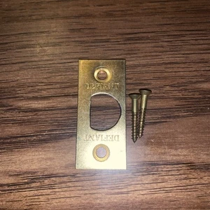 Defiant Brass Strike Plate With Hardware 2 1/8” X 1” - Picture 1 of 3
