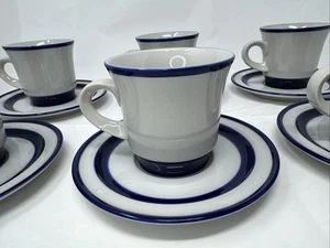 Cobalt Fjord Coffee Cups Noritake Primastone Stoneware 6 Sets Mcm Japan Vtg Mug - Picture 1 of 9
