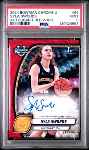 2024 Syla Swords /45 Red Wave Autograph Bowman Chrome U #65 PSA 9 AUTO - Bild 1 von 2