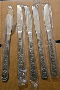 Cuchillos de cena Interpur de acero inoxidable Corea Florenz 5 nuevos en paquete flores flor de lis - Imagen 1 de 2