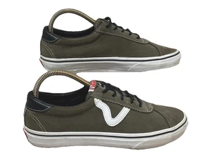 Khaki Green Vans Suede Trainers UK 5 Retro Looking Off The Wall - Picture 1 of 15