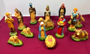 Belén vintage de tiza pintado a mano años 70 - 14 piezas - el más alto 5 1/2 - Imagen 1 de 23