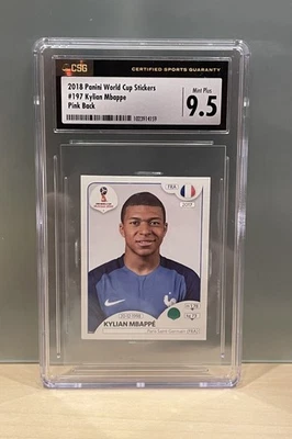 Pegatinas Copa Mundial Panini 2018 #197 Kylian Mbappe Rookie RC CSG 9,5 espalda rosa Foto 1 de 2