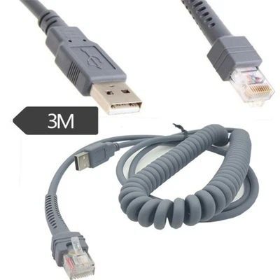 USB Cable Coiled 9ft for Symbol Barcode Scanner ls1203 ls2208 ls3578 DS6708 - Image 1 of 4