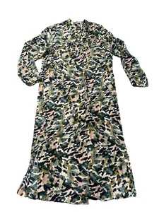 Mango Green Camo Shirt Dress Midi Long Sleeve Size S - 8/10 - Picture 1 of 9