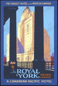 Royal York Hotel Toronto 1930 Canadian Pacific Travel Poster Wall Art Deco - Bild 1 von 6