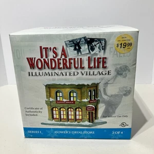 Its A Wonderful Life Christmas Village Gowers Drug Store COA 2002 Enesco - Picture 1 of 14