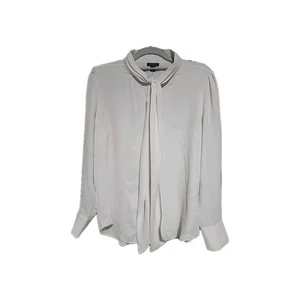Ann Taylor Blouse Medium Petite White with Tie At Neck; New With Tags - Picture 1 of 4