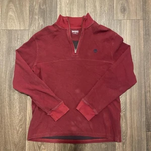 Timberland Pullover Herren Large weinrot 1/4 Reißverschluss Größe L - Bild 1 von 4