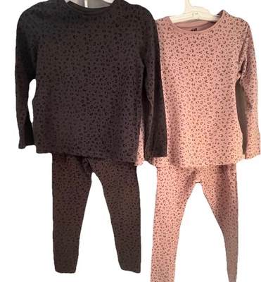 H&M 2 Trajes Gris y Rosa Estampado Leopardo Niñas Talla 5-6 Foto 1 de 4