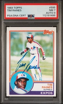 1983 Topps Baseball #595 Tim Raines signed Autograph PSA DNA 7 9 auto - Image 1 of 2