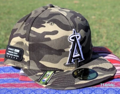 2021 MLB Armed Forces Day Los Angeles Angels Fitted Hat New Era 59FIFTY On Field - Image 1 of 4