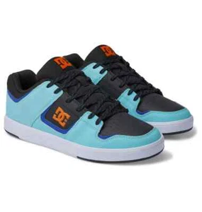 DC USA CURE LOW SKATEBOARD LEATHER SNEAKERS MEN SHOES BLACK/AQUA SIZE 12 NEW - Picture 1 of 9