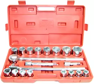 21 pc 3/4" Drive Socket Set Jumbo Ratchet Wrench Extension  Sockets SAE Standard - Picture 1 of 2