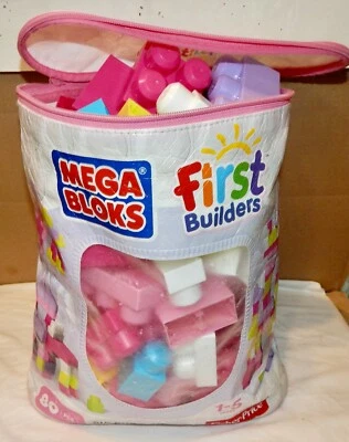 Mega Bloks First Builders Big Building Bag 88 Pieces Pink DCH62 1-5 Years 212B - Image 1 of 4