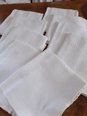 9 Serviettes de Table  - Monogramme " O D "    -  en Coton - Photo 1/4