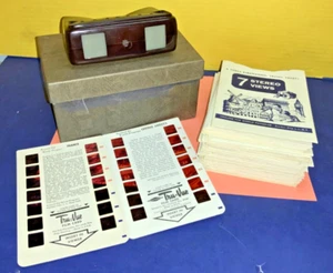 VTG Brown Tru-Vue w/ 41 Film Card Slides - AS IS - TESTED - WORKING & CLEAR - Picture 1 of 13
