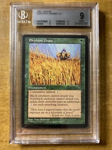 Magic The Gathering ✨ELEPHANT GRASS✨ Visions BGS Quad 9’s MINT Uncommon POP 1 ! - Picture 1 of 2