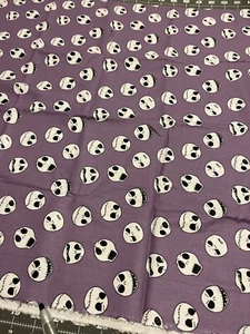 Nightmare Before Christmas Jack Sally Purple Fabric Head Toss 44” X 28” Quilt EC - Picture 1 of 4