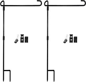 Garden Flag Pole Stand Holder,Akeydeco 2 Pack Garden Flags for outside with Flag - Picture 1 of 12