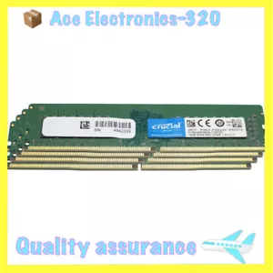 Lot of 4 Crucial 16GB DDR4 2400MHz NON-ECC UDIMM PC4-19200 288PIN Desktop Memory - Picture 1 of 4