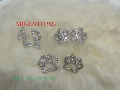 Orecchini donna ARGENTO 925 ZIRCONI punto luce zampetta nota musicale corona  - Immagine 1 di 2