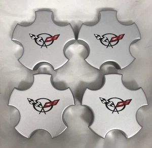 NEW 2000-2004 CHEVROLET CORVETTE Z06 Wheel Center Cap Silver SET - Picture 1 of 5