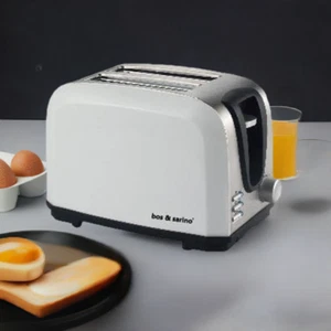 BOS & SARINO 600W 2 Slice White Toaster Classic Gloss White Stainless Steel NEW - Picture 1 of 7