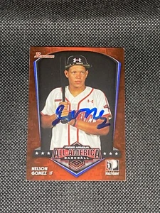 Nelson Gomez 2013 Bowman carta auto tutta firmata americana #5 ~ COA - Foto 1 di 3