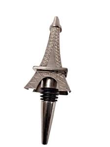 Eiffel Tower Silver Plated Embossed Wine Bottle Stopper 5.5 inches Long - Picture 1 of 6