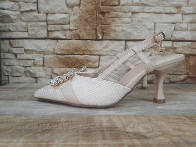 Éscarpins Beige LAURA BIAGIOTTI 8974 Chaussures Femme Avec Talon Sandales P / Et - Photo 1/4