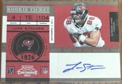 2011 Playoff Contenders Rookie Autograph Luke Stocker #154 Tampa Bay Buccaneers - Image 1 of 2