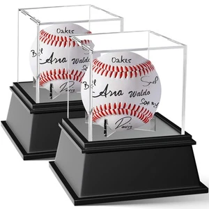 2 Pack Acrylic Baseball Display Case UV Protected Box with Base for Memorabilia - Picture 1 of 7