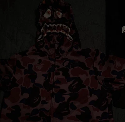Bape Shark Full Zip Hoodie Purple Camo, Size Large - Image 1 of 4