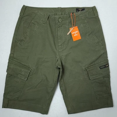 Superdry Pantalones Cortos "Vintage Core Cargo" Verde Ejército Lona Hombre Talla 32 X 10.5L NUEVO Foto 1 de 4