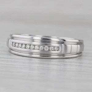 Anillo De Boda De Diamante De Oro Blanco De 10k Tamaño 10 Para Hombre - Imagen 1 de 10