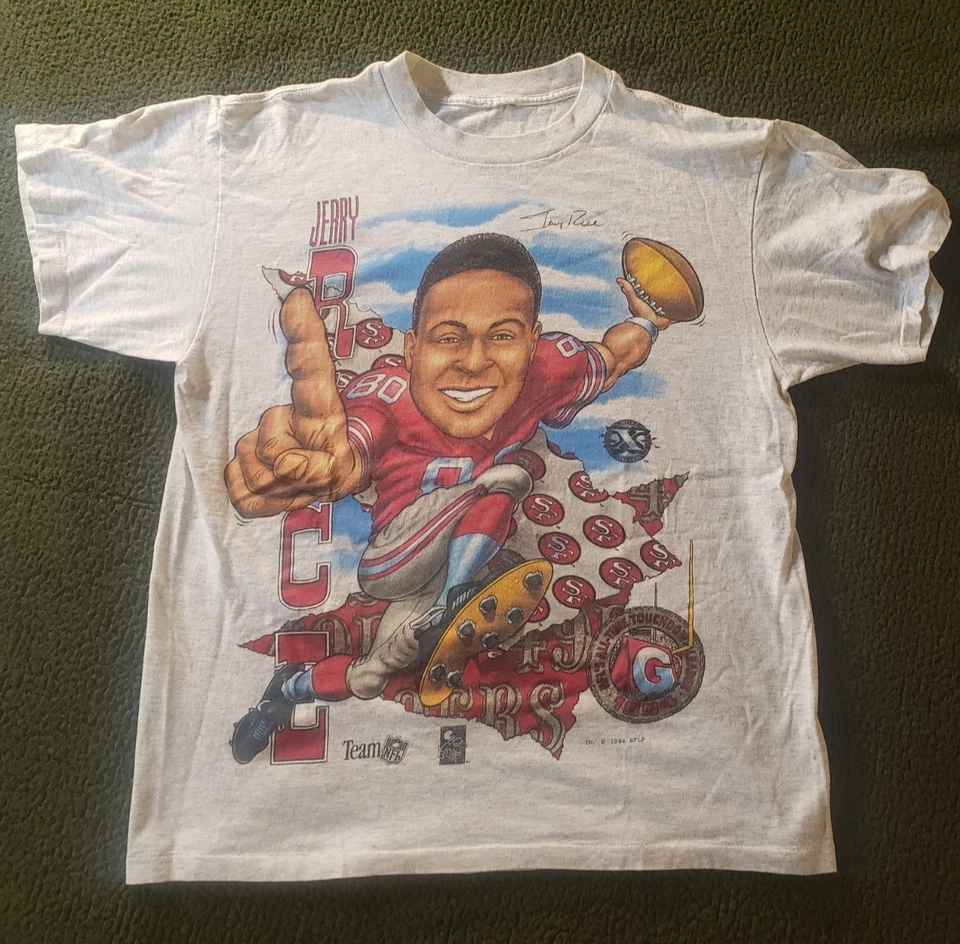 Camisa gráfica vintage 1994 Jerry Rice San Francisco 49ers cabeça grande AN63868 - Imagem 1 de 1
